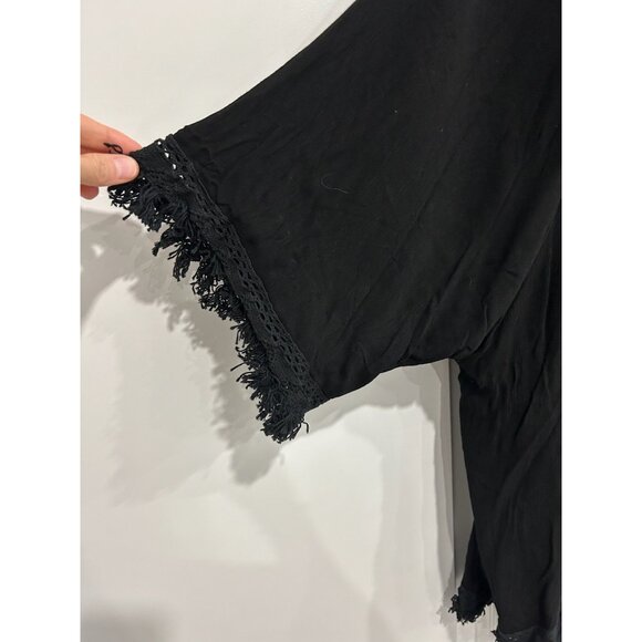SweatyRocks NWT Black Lace Trim Kimono Open Cardigan Sz Medium Witchy Whimsygoth - Picture 4 of 11